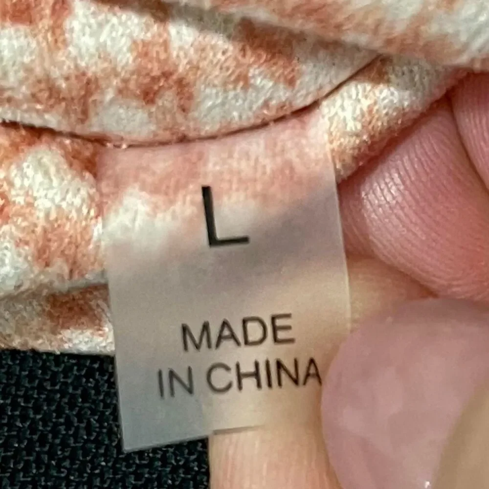 Bagatelle Peach & Cream Houndstooth Jacket Size Large Full Button Very Soft - Picture 6 of 8